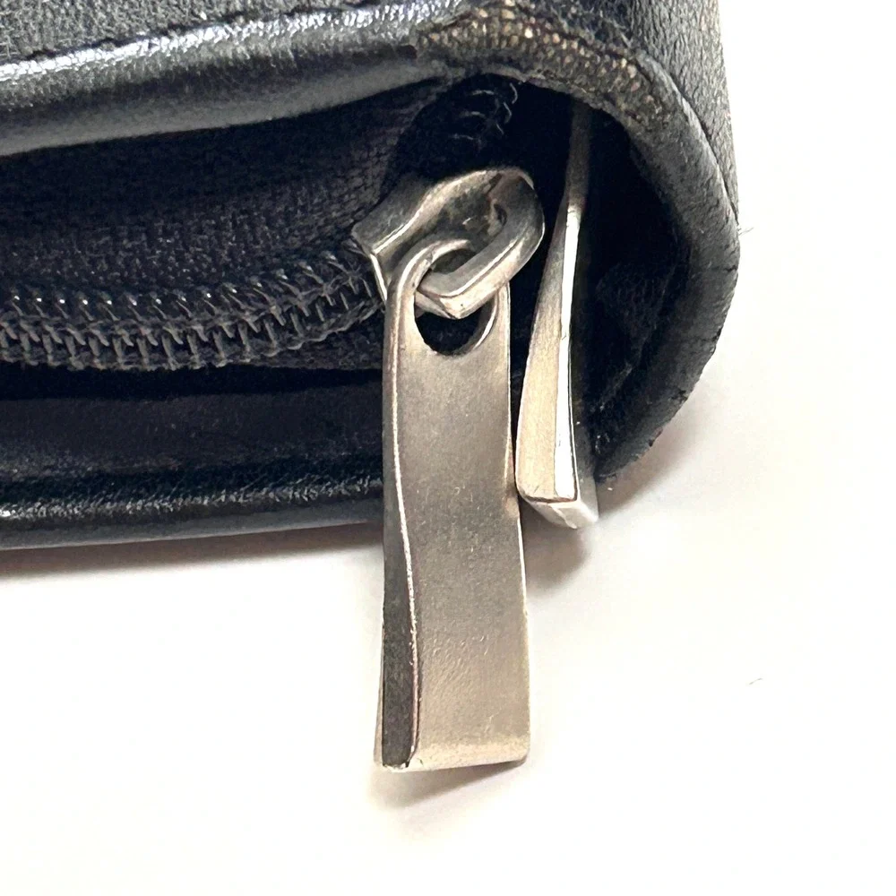 VTG 90s Day-Timer Leather 3 Ring Planner Folio Briefcase Hideaway‎ Handles Black